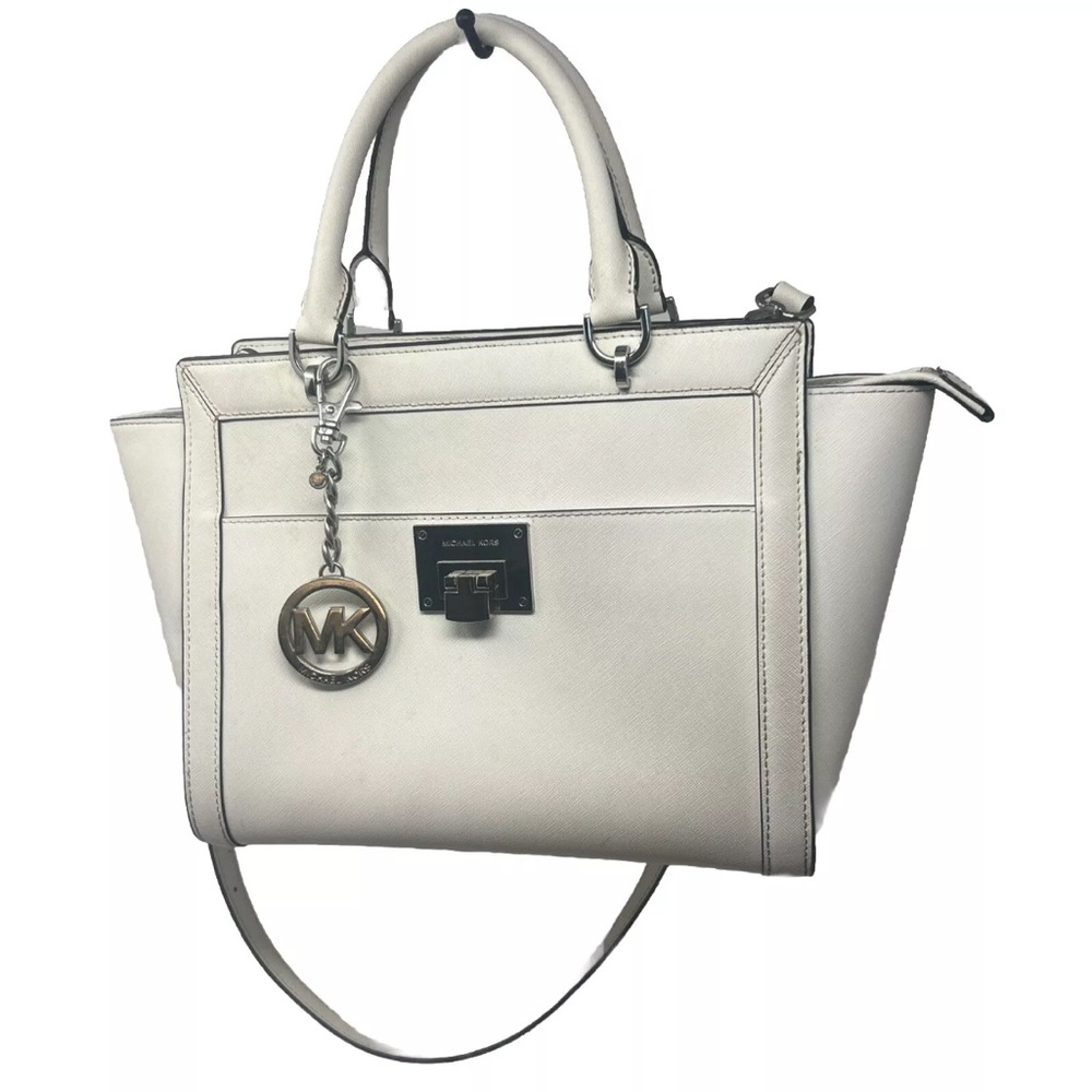 Michael Kors White Classic Leather Handbag Purse Shoulder Crossbody Pre-owned
